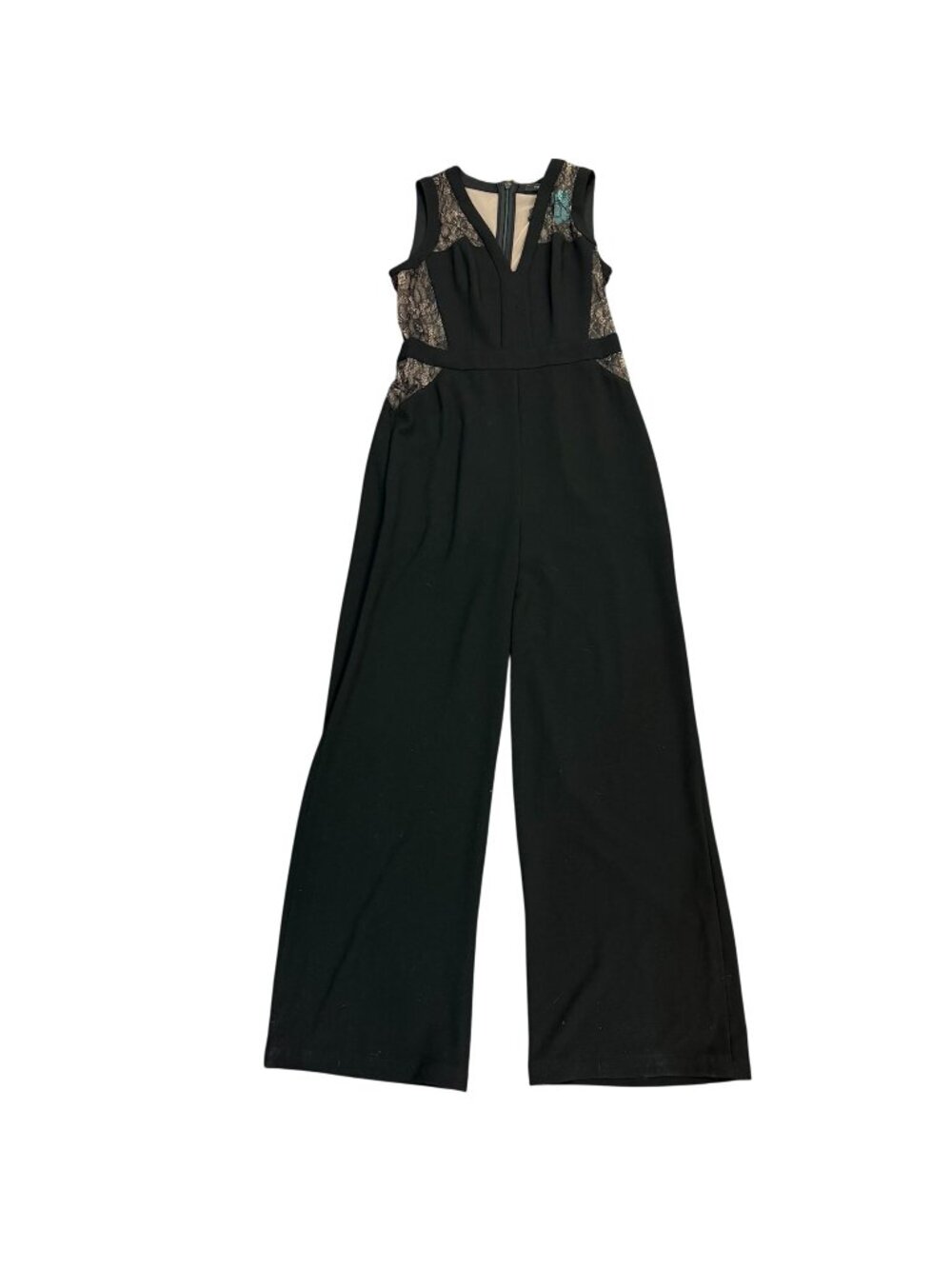 NWT BCBG Maxazria Black Lace Panel Jumpsuit Size 10